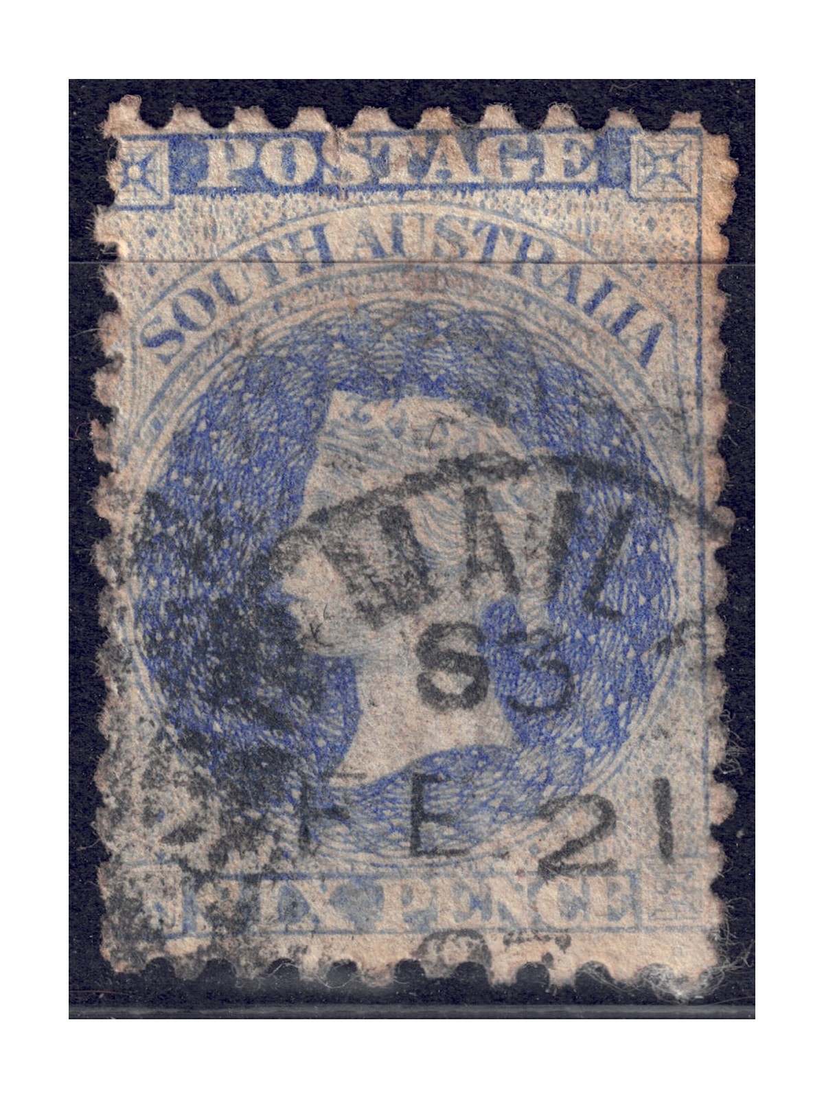 SOUTH AUSTRALIA 1856-59 Effigy of Victoria (6p slate blue) us