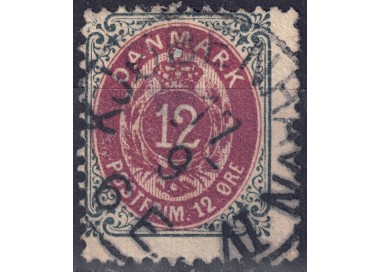 DENMARK 1875 Cipher and coat of arms (12ø grey and red) us