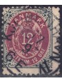 DANIMARCA 1875 Cifra e stemma (12ø grigio e rosso) us