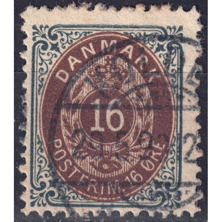 DENMARK 1875 Cipher and coat of arms (16ø grey and brown) us