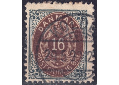 DENMARK 1875 Cipher and coat of arms (16ø grey and brown) us