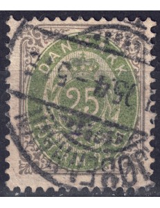 DENMARK 1875 Cipher and coat of arms (25ø grey and green) us