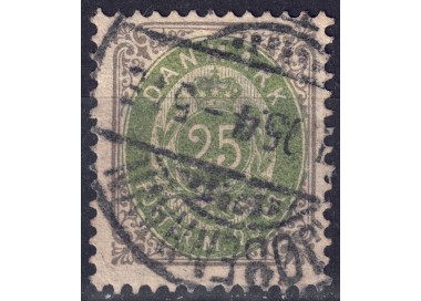 DANIMARCA 1875 Cifra e stemma (25ø grigio e verde) us