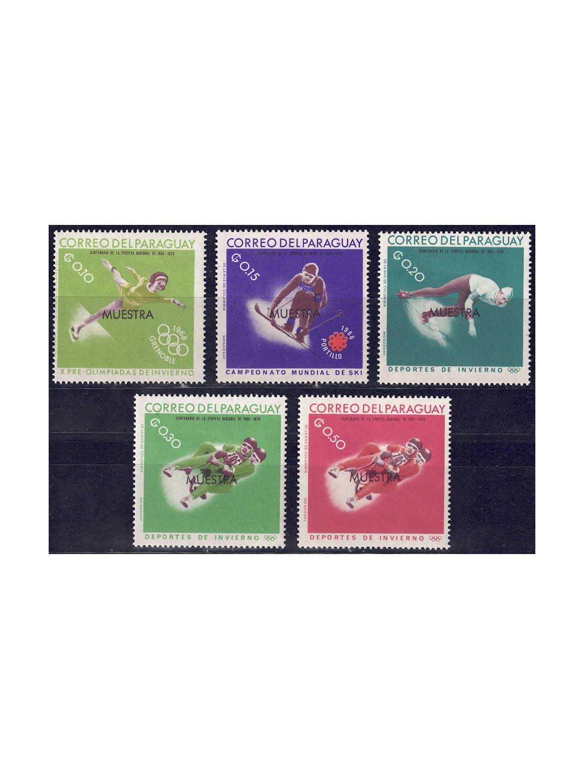 PARAGUAY 1967 Olympic Games (essays) 5v MNH**