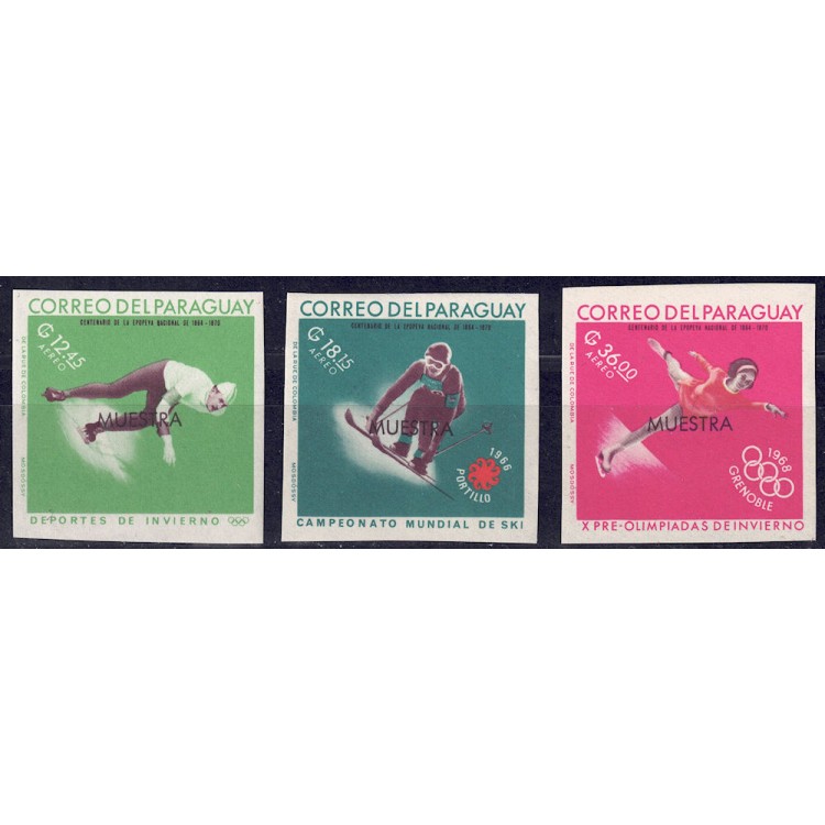 PARAGUAY 1967 Giochi olimpici (saggi posta aerea non dent.) 3v MNH**