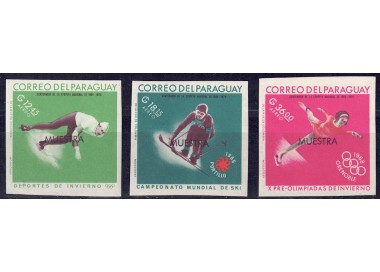 PARAGUAY 1967 Giochi olimpici (saggi posta aerea non dent.) 3v MNH**