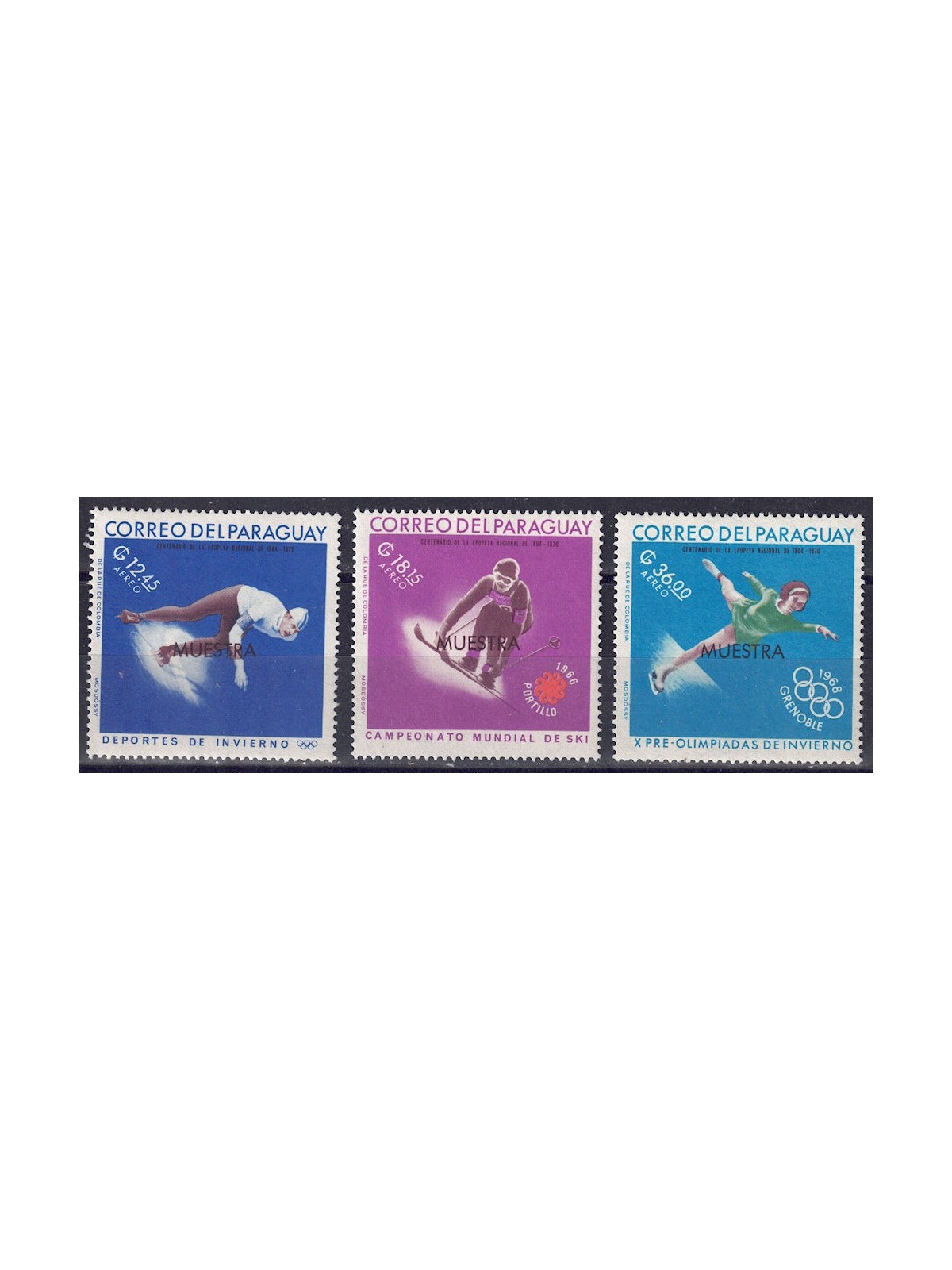 PARAGUAY 1967 Giochi olimpici (saggi posta aerea) 3v MNH**
