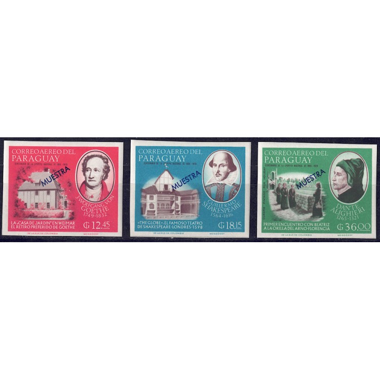 PARAGUAY 1967 Celebrities (airmail essays imperf.) 3v MNH**