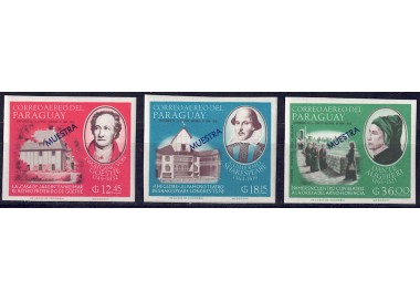 PARAGUAY 1967 Celebrities (airmail essays imperf.) 3v MNH**