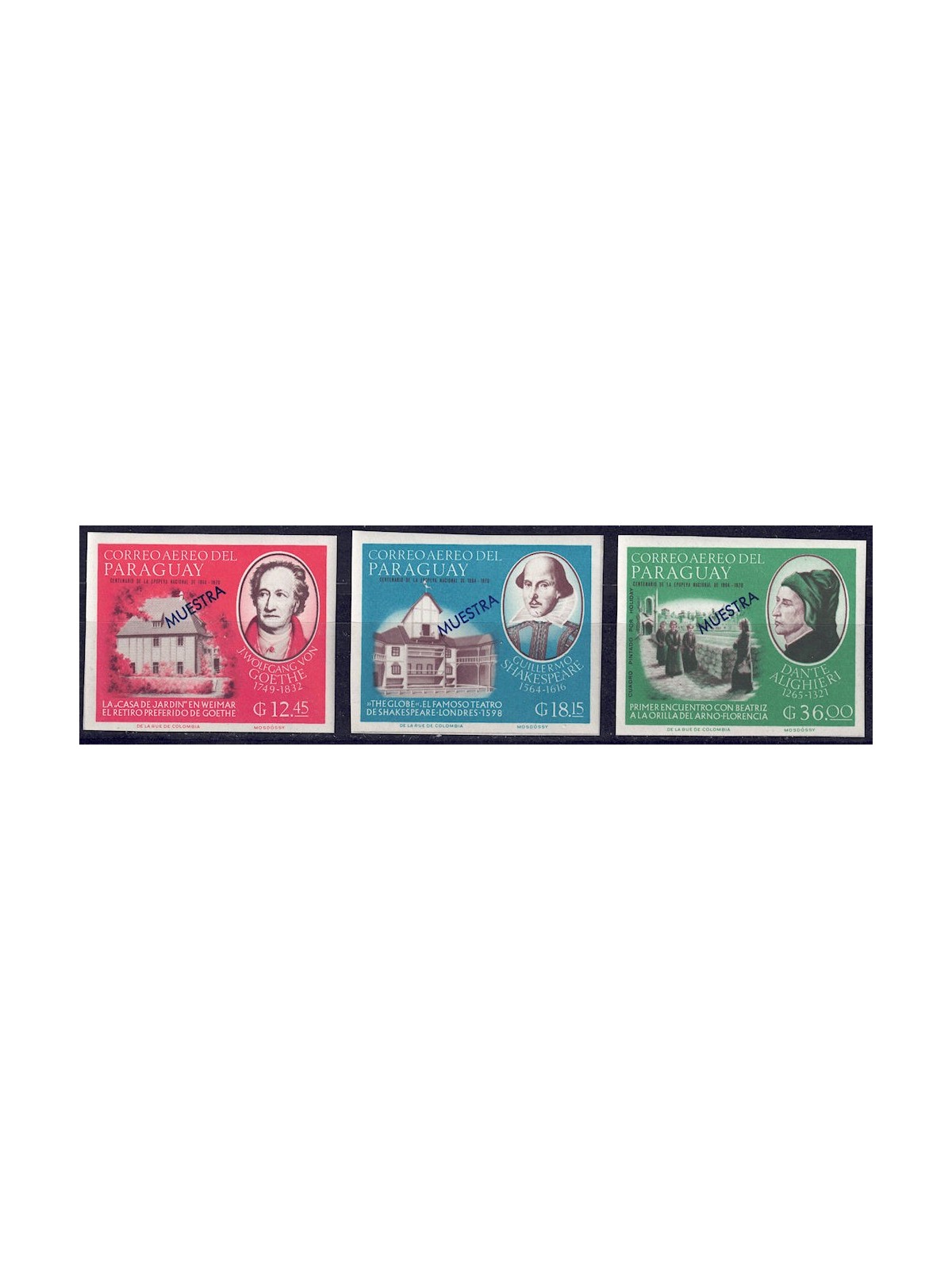 PARAGUAY 1967 Celebrità (saggi posta aerea non dent.) 3v MNH**