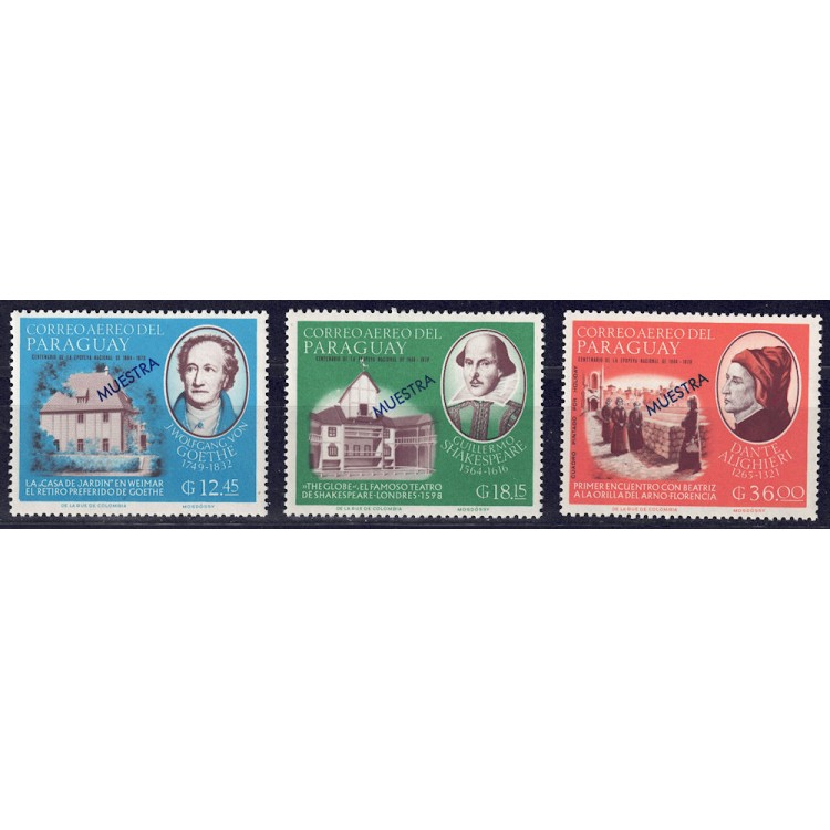 PARAGUAY 1967 Celebrità (saggi posta aerea) 3v MNH**