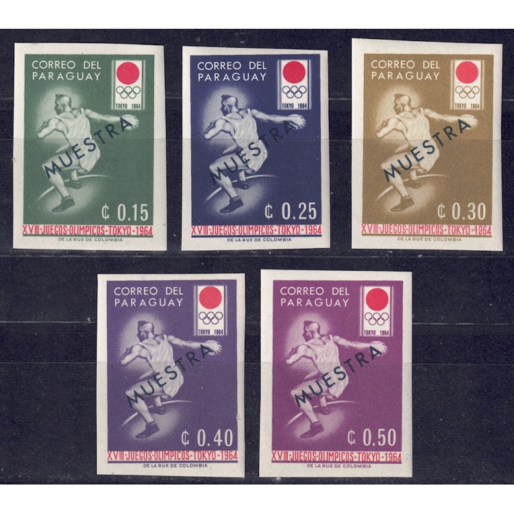 PARAGUAY 1964 Giochi olimpici (saggi non dent.) 5v MNH**