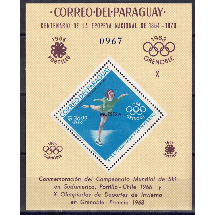 PARAGUAY 1967 Olympic Games (airmail essays) s/s MNH**