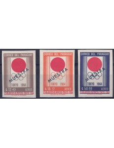 PARAGUAY 1964 Giochi olimpici (saggi posta aerea non dent.) 3v MNH**