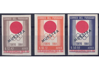 PARAGUAY 1964 Giochi olimpici (saggi posta aerea non dent.) 3v MNH**