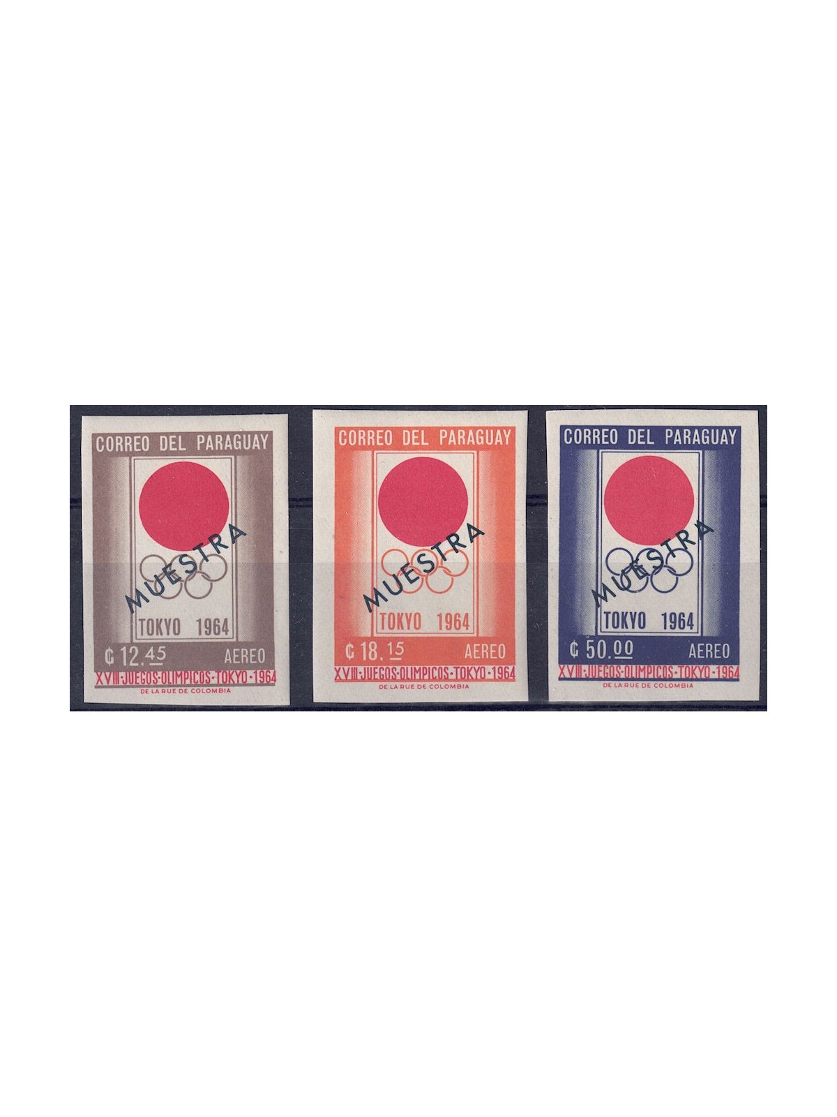PARAGUAY 1964 Olympic Games (airmail essays imperf.) 3v MNH**
