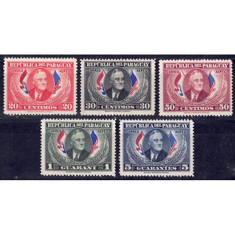 PARAGUAY 1950 Anniversario Roosevelt 5v MNH**