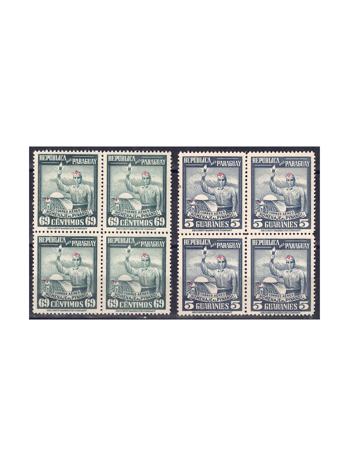 PARAGUAY 1948 Omaggio al Pynandi in quartina (posta aerea) 2v MNH**