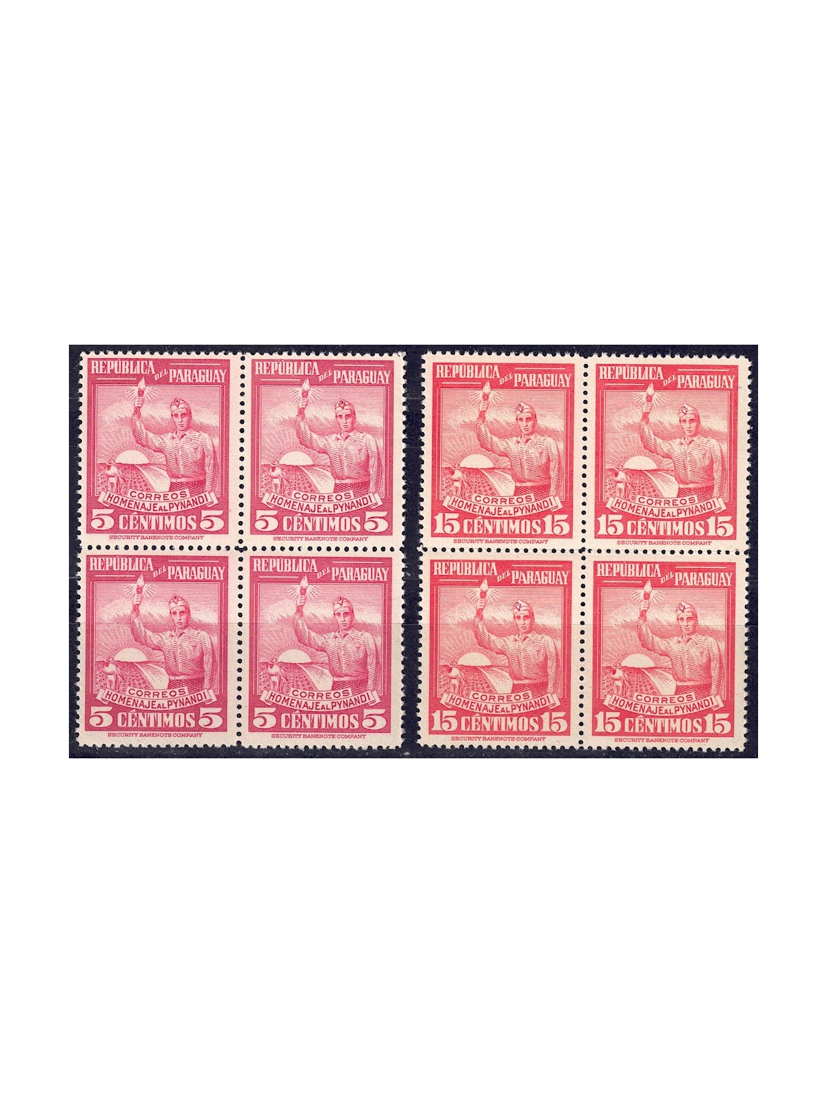 PARAGUAY 1948 Homage to Pynandi (in block of four) 2v MNH**