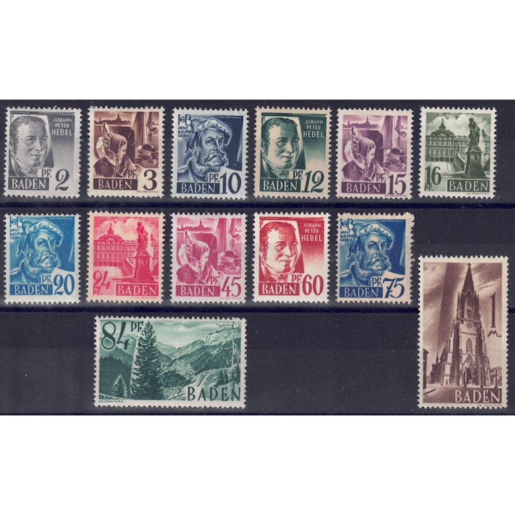 BADEN (FRENCH WEST) 1947-48 Personalities and views 13v MH*