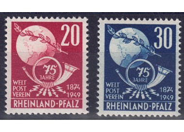 RHINELAND PALATINATE (FRENCH WEST) 1949 Upu 2v MNH**