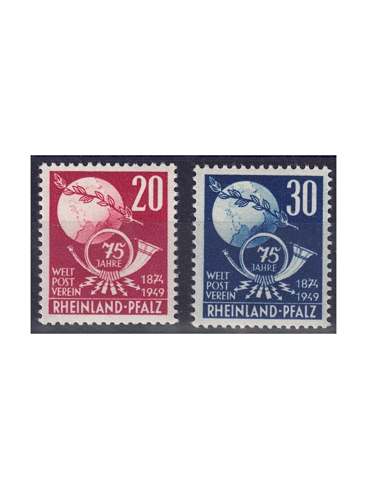 RENANIA PALATINATO (OCC. FRANCESE) 1949 Upu 2v MNH**