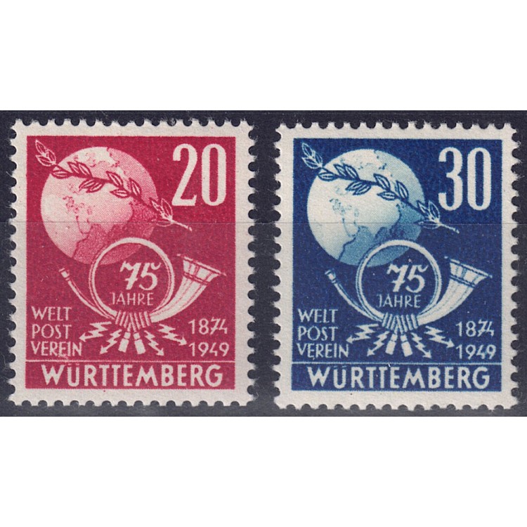 WURTTEMBERG (OCC. FRANCESE) 1949 Anniversario UPU 2v MNH**