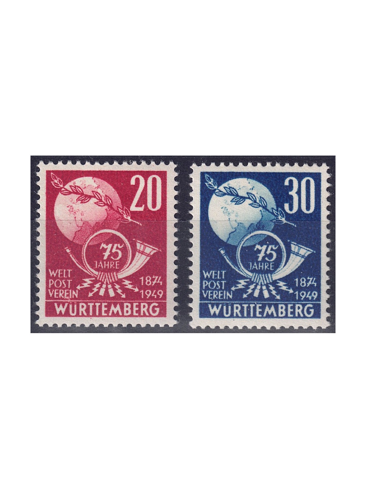 WURTTEMBERG (FRENCH WORLD) 1949 Anniversary UPU 2v MNH**