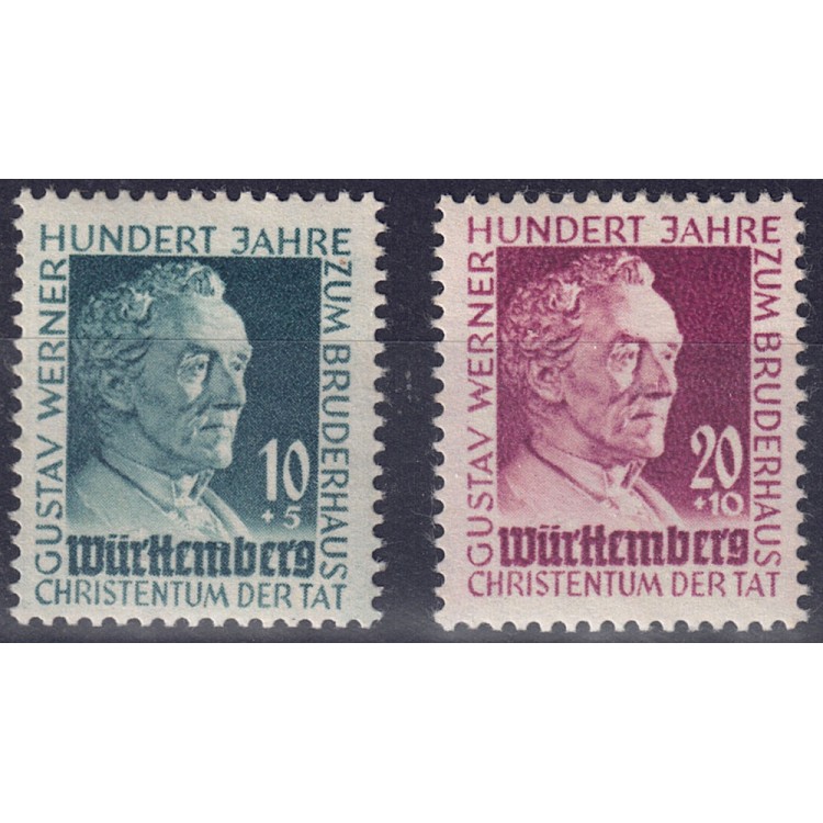 WURTTEMBERG (OCC. FRANCESE) 1949 Gustav Werner 2v MNH**