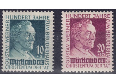 WURTTEMBERG (OCC. FRANCESE) 1949 Gustav Werner 2v MNH**