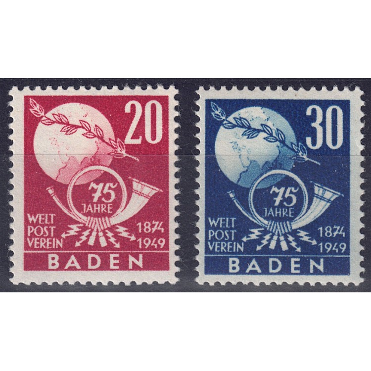 BADEN (FRENCH OCC.) 1949 Anniversary UPU 2v MNH**