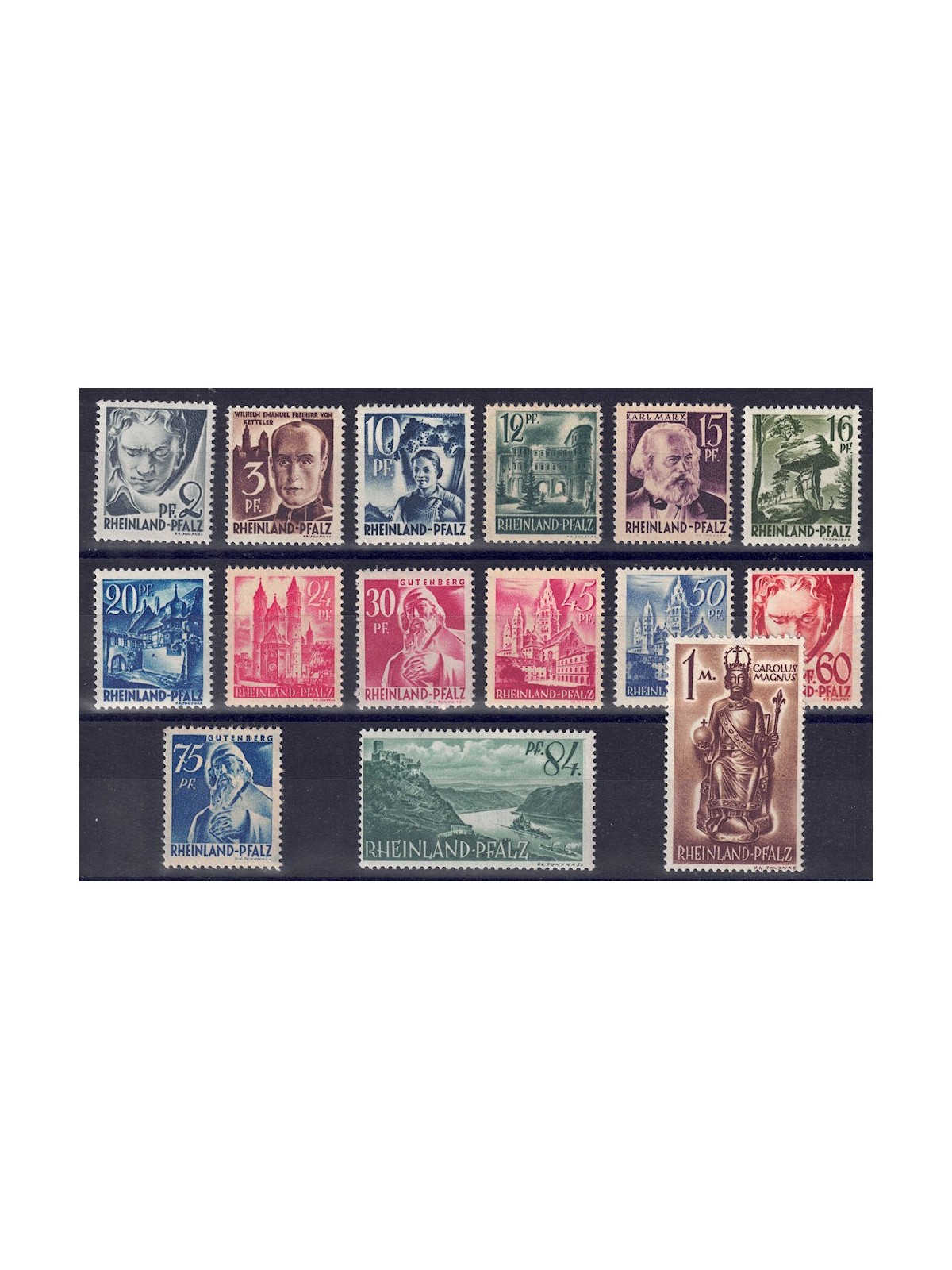 RENANIA PALATINATO (OCC. FRANCESE) 1947 Vedute 15v MH*