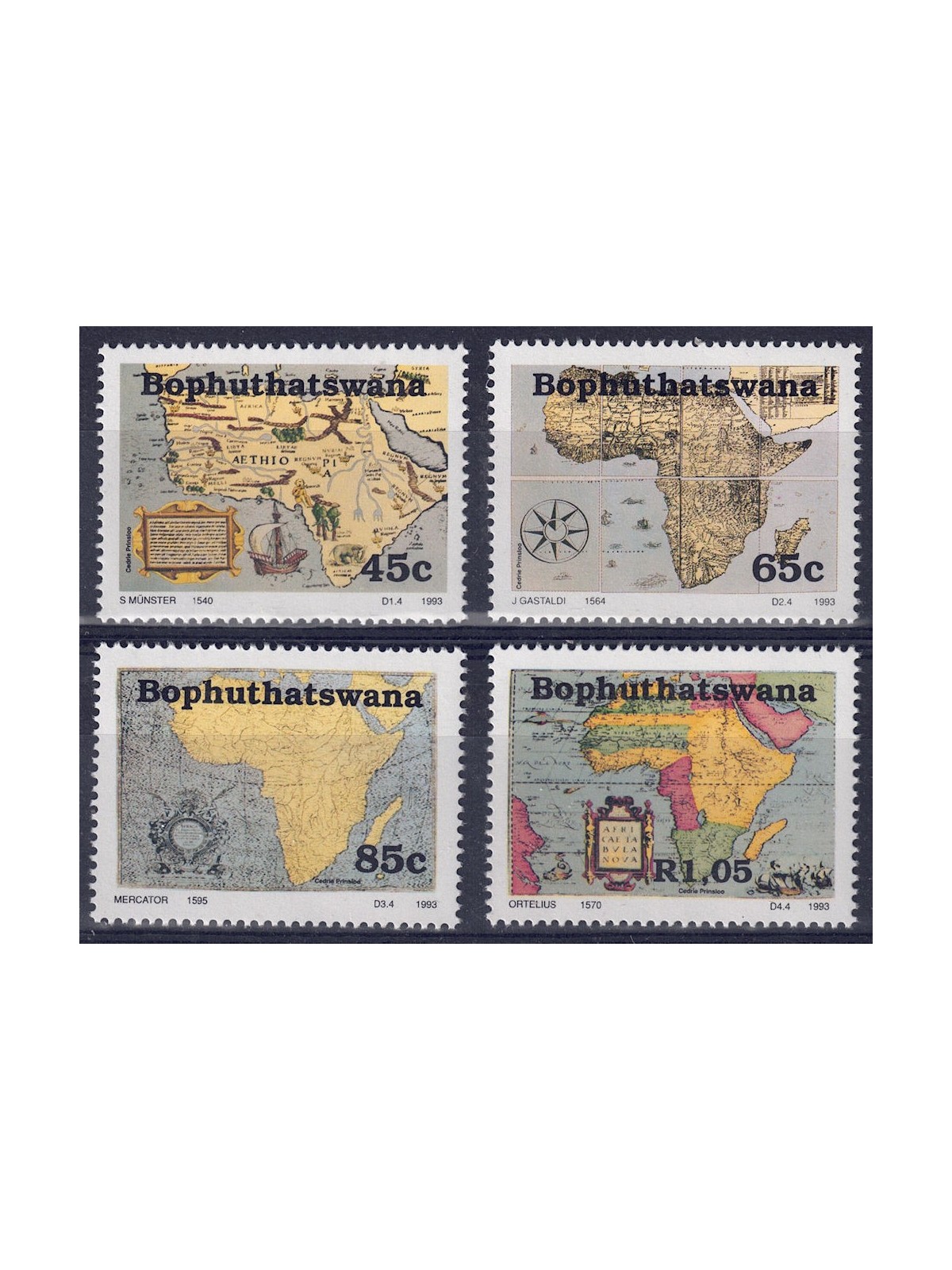 BOPHUTHATSWANA 1993 Ancient Maps of Africa 4v MNH**