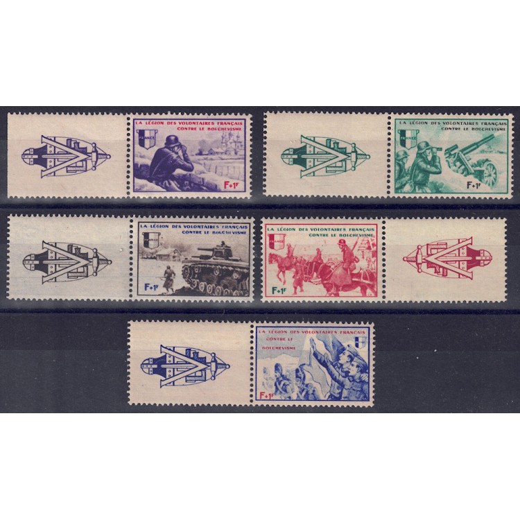 FRANCIA (LEGIONE VOLONTARI FRANCESI) 1942 Borodino 5v MNH**