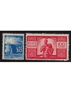 ITALIA 1945-46 30£ + 100£ Democratica 2v MNH** ©
