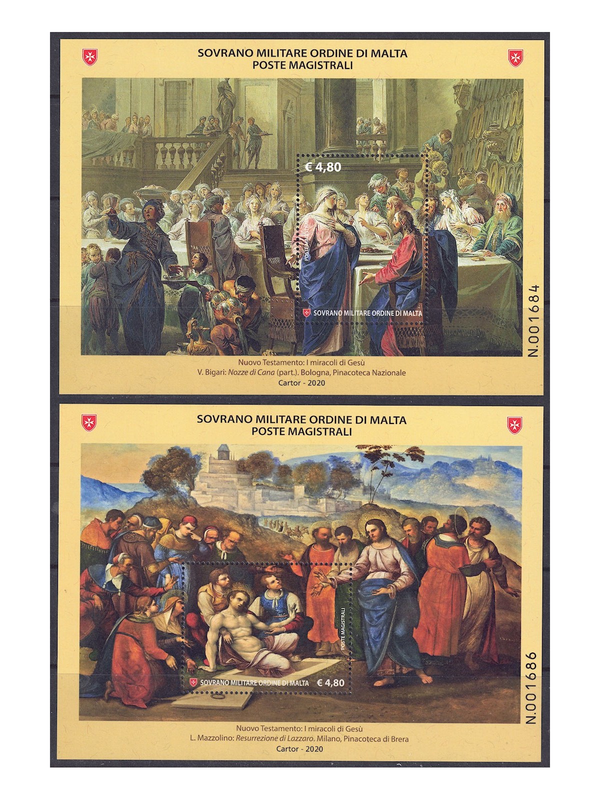 SMOM 2020 Nuovo Testamento (I miracoli di Gesù) 2 BF MNH**