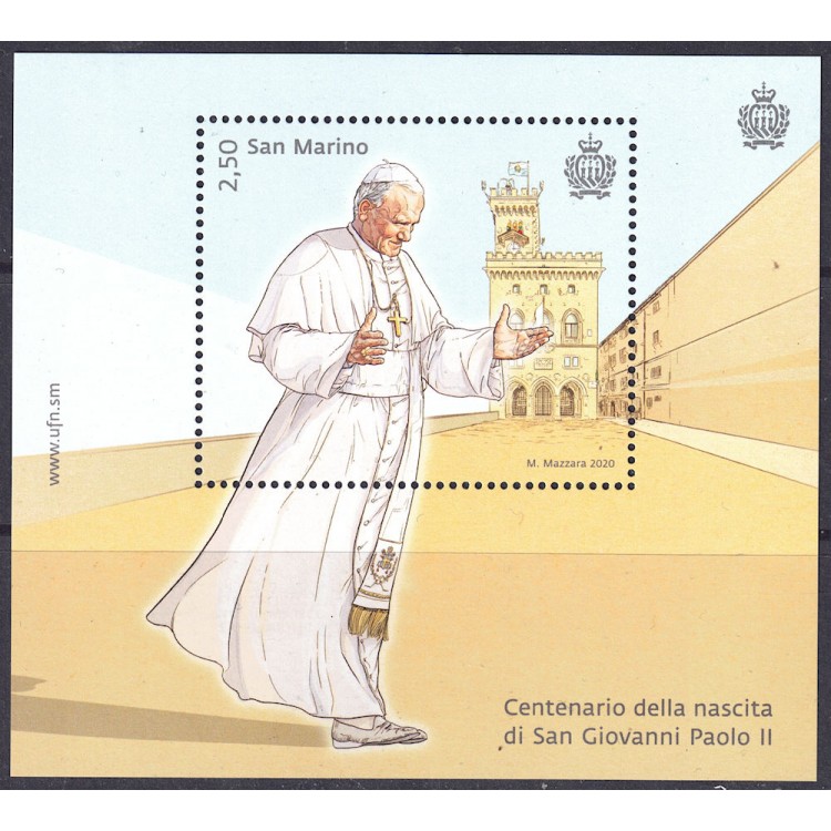 SAN MARINO 2020 Giovanni Paolo II BF MNH**
