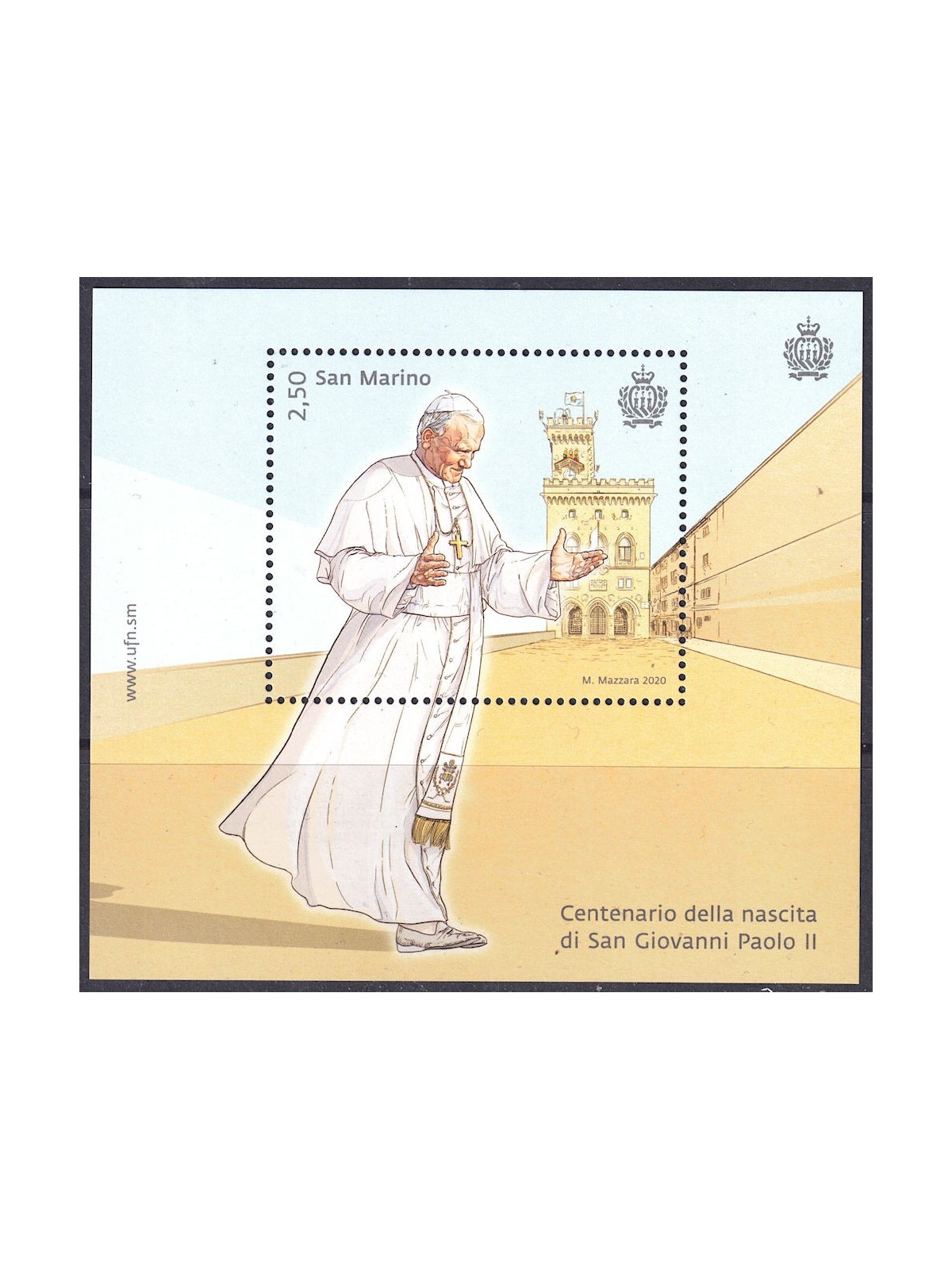 SAN MARINO 2020 Giovanni Paolo II BF MNH**