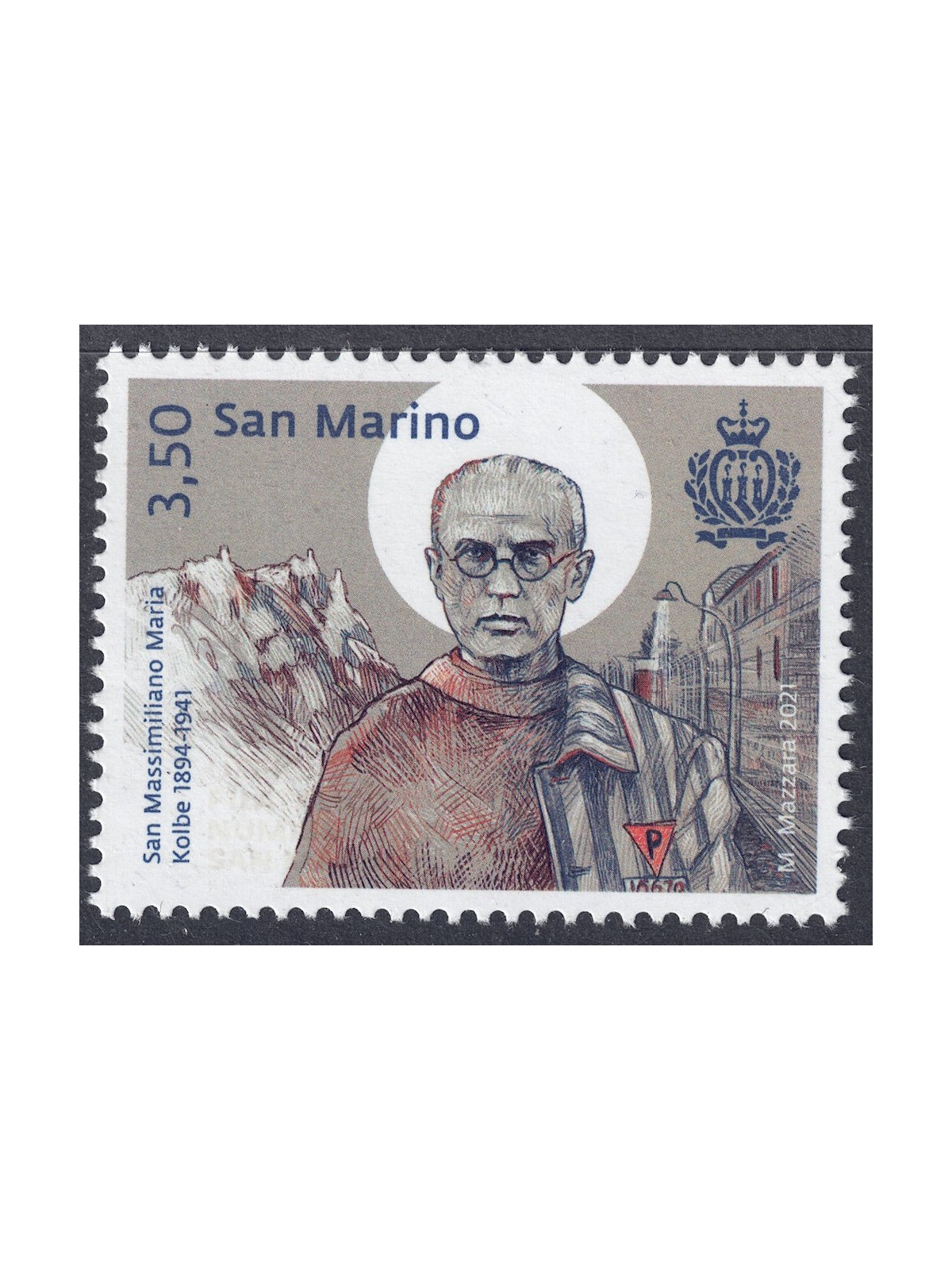 SAN MARINO 2021 San Massimiliano Maria Kolbe MNH**