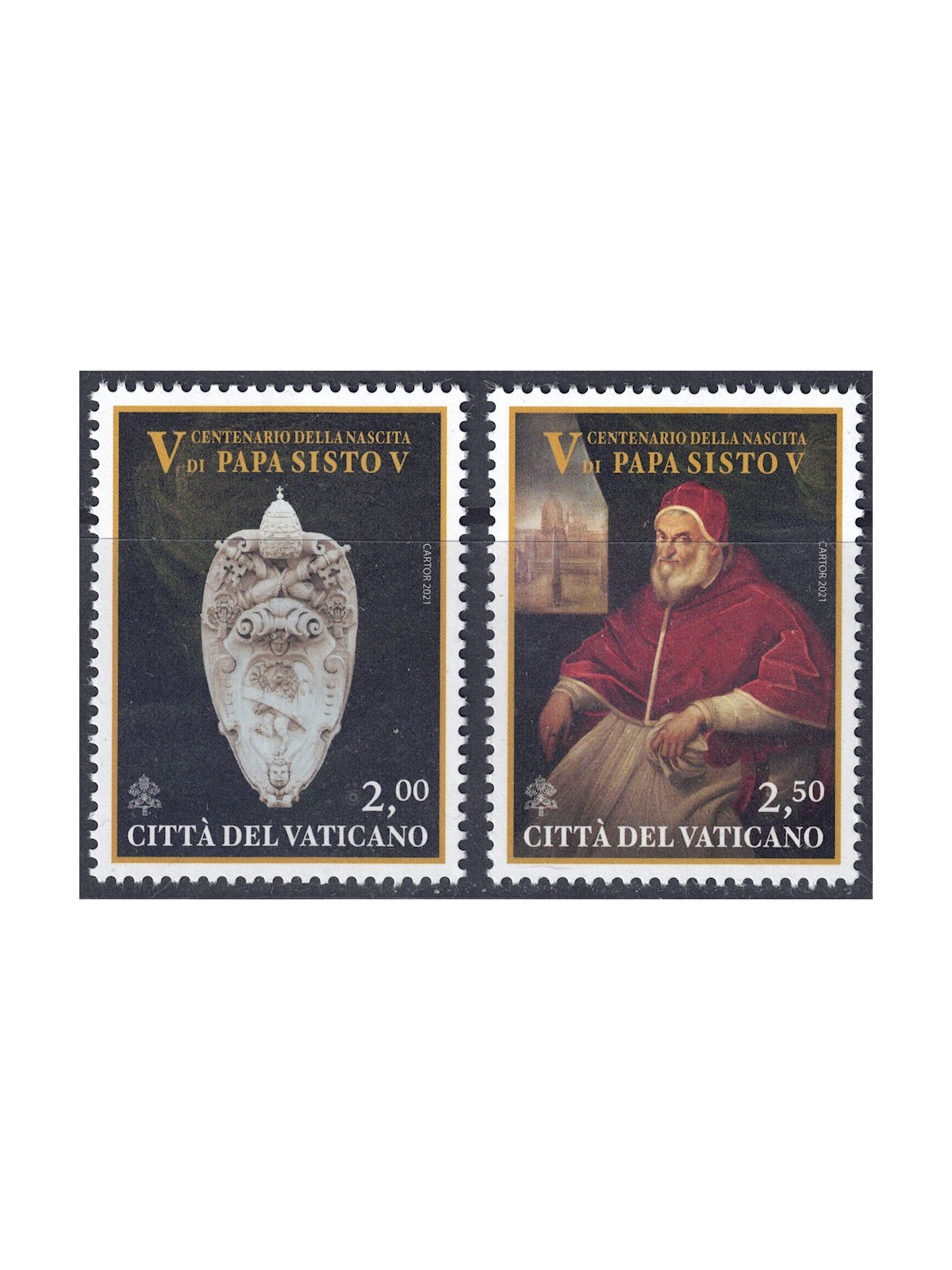 VATICAN 2021 Pope Sixtus V 2v MNH**