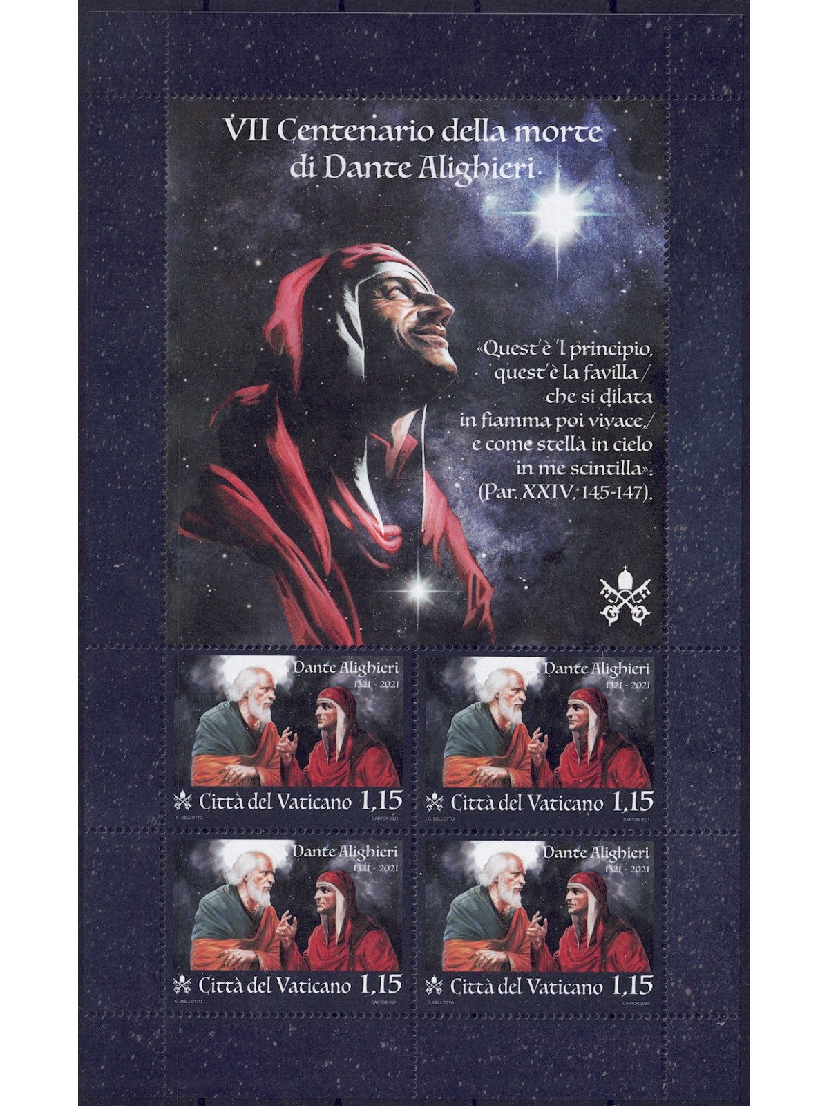 VATICAN 2021 Dante Alighieri m/s MNH**