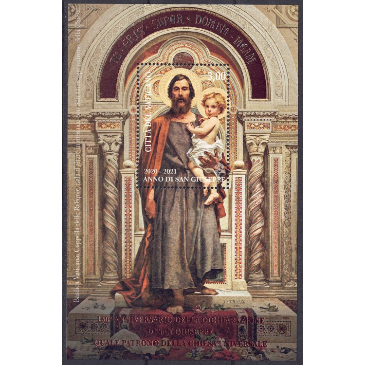 VATICANO 2021 Anno di San Giuseppe BF MNH**
