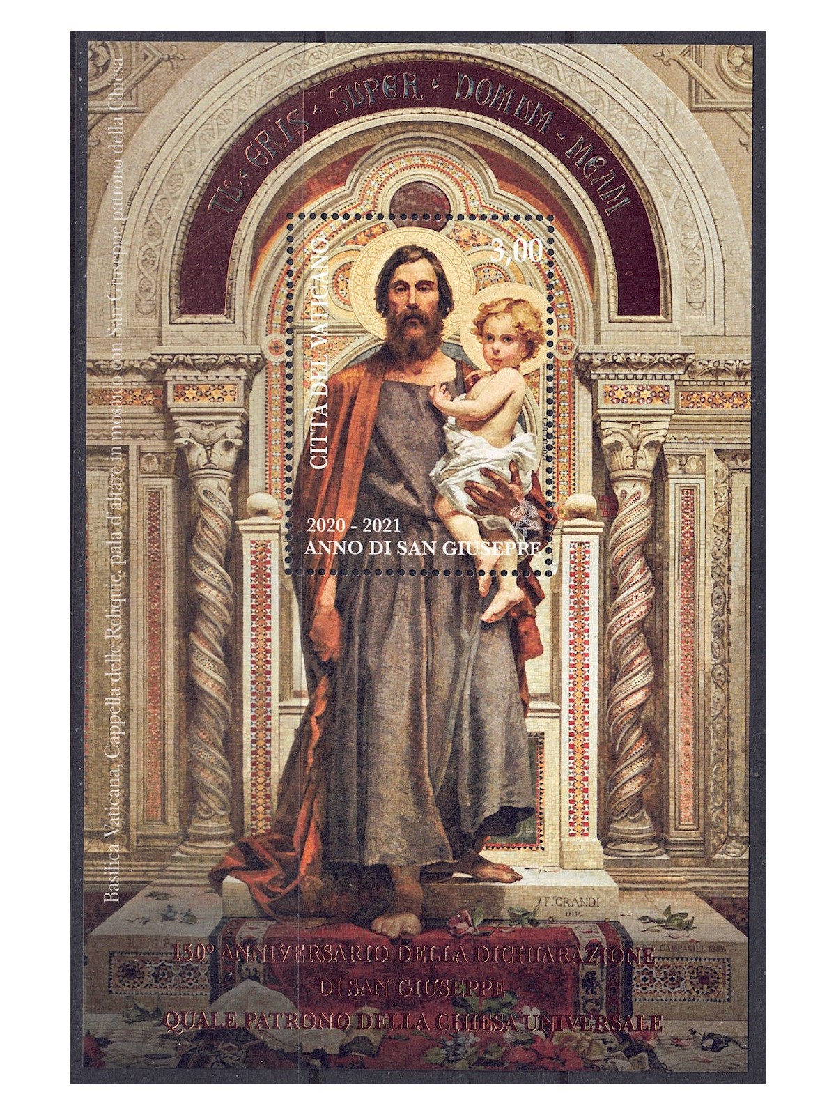 VATICANO 2021 Anno di San Giuseppe BF MNH**