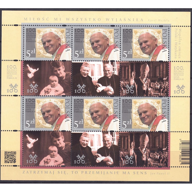 POLAND 2020 John Paul II m/s MNH**