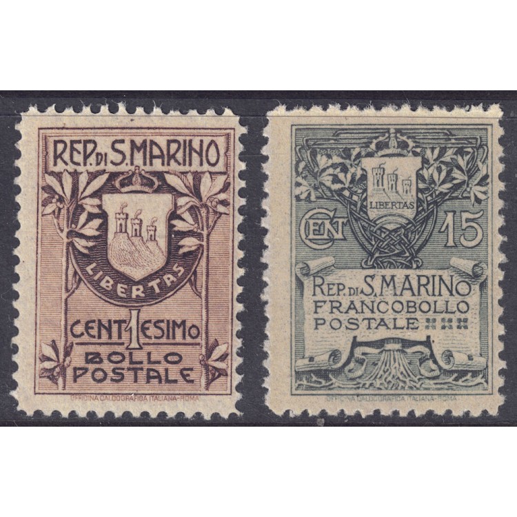 SAN MARINO 1910 Coat of arms 2v MNH** ©