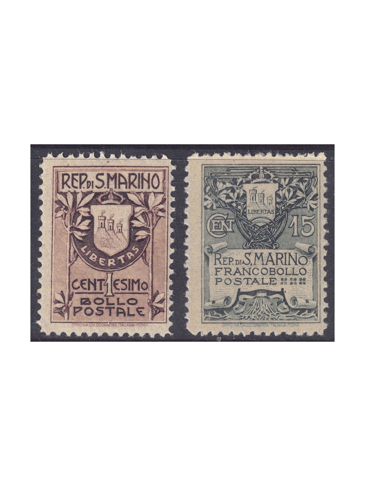 SAN MARINO 1910 Coat of arms 2v MNH** ©