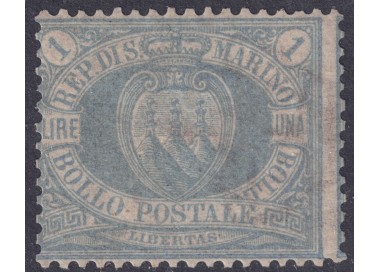 SAN MARINO 1894-99 1£ azzurro grigio MNH** ©