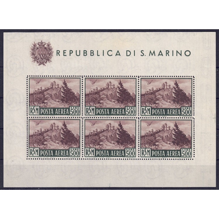 SAN MARINO 1951 View (airmail) s/s MNH** ©