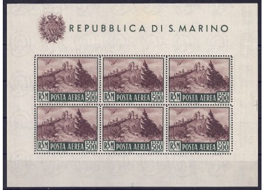 SAN MARINO 1951 Veduta (posta aerea) BF MNH** ©
