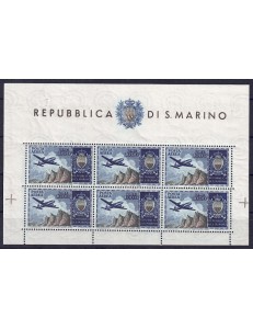 SAN MARINO 1954 Airplane and coat of arms (airmail) s/s MNH** ©